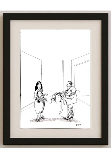 Raed Khalil 29X21CM Orijinal Karikatür Tablo