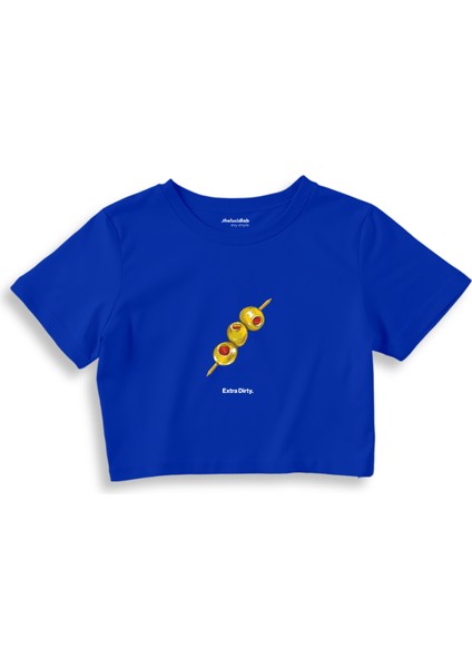 Extra Dirty Crop Tişört - Mavi