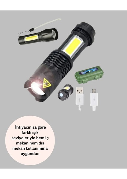 Şarjlı Mini LED El Feneri 2000 Lümen Su Geçirmez modelleri