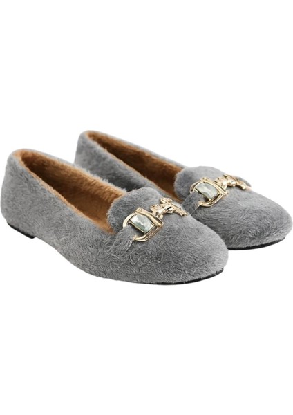 Yumuşak Peluş Ses Yapmaz Hafif Taban Kadın Ev Babeti Panduf Gri fiyatları