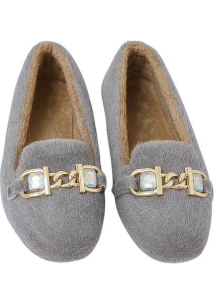 Yumuşak Peluş Ses Yapmaz Hafif Taban Kadın Ev Babeti Panduf Gri modelleri