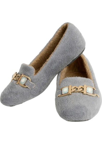 Yumuşak Peluş Ses Yapmaz Hafif Taban Kadın Ev Babeti Panduf Gri fırsatları