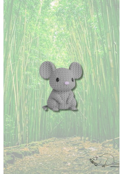 Örgü Desenli Fare Anahtarlık – Sert Plastik, Çanta Süsü & Charm, Hayvan Figürlü Aksesuar