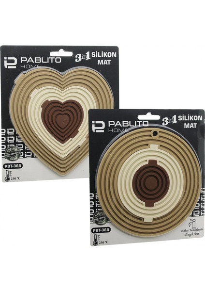 3in1 Bütün - Ayrı Kullan Silikon Mat- Nihale KALPLİ=7.5-13-19CMYUVARLAK=7-12.5-20CM (K95)