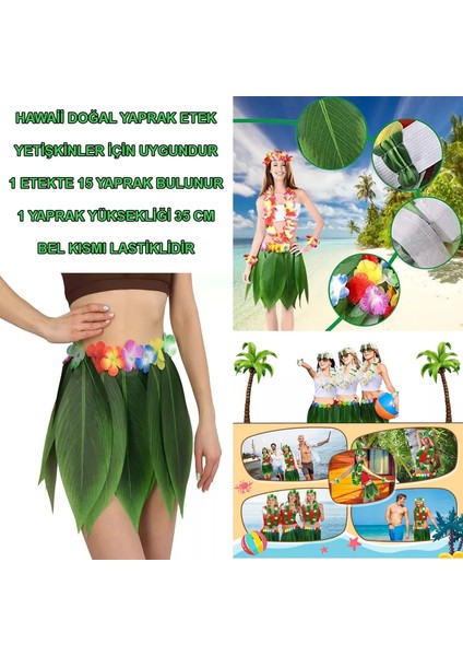 Tropikal Esintili Hawaii Yapraklı Parti Eteği Yetişkin Boy - Lisinya