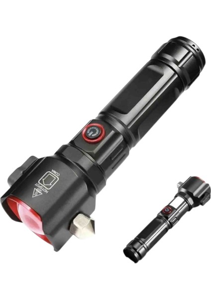 Çok Fonksiyonlu Metal 10.000 Lümen Teleskopik Zoom Taktik Fener