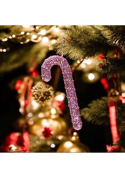 Yılbaşı Süsü Ipli Baston Şeker Pembe 25 cm