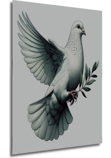 Beyaz Güvercin Yağlı Boya Görünümlü Ahşap Dekoratif Tablo Dikdörtgen Tablo modelleri
