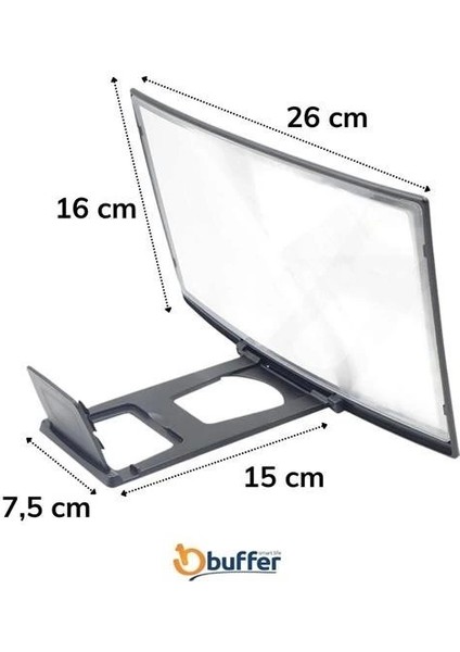 Curved Model Katlanabilir 3D Ekran Büyütücü Amplifikatör Projektör Standı Tüm Akıllı Telefon ( Lisinya ) indirimleri