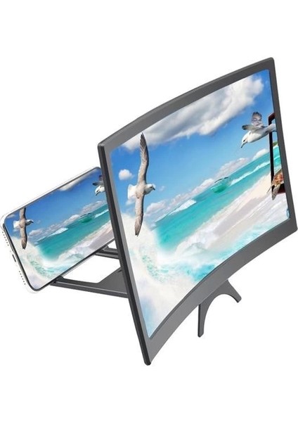 Curved Model Katlanabilir 3D Ekran Büyütücü Amplifikatör Projektör Standı Tüm Akıllı Telefon ( Lisinya )