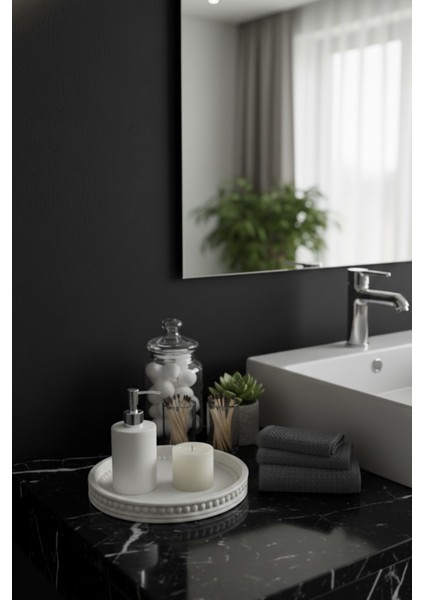 Dekoratif Yuvarlak Beton Boncuklu Zen Tepsi & Sunum Tabağı | Minimalist Başucu Takı Standı modelleri