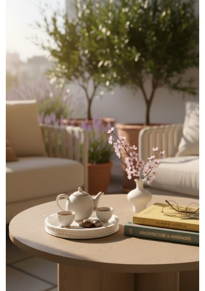 Dekoratif Yuvarlak Beton Boncuklu Zen Tepsi & Sunum Tabağı | Minimalist Başucu Takı Standı