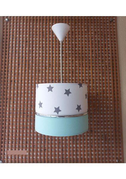 Beyaz Yıldızlı Yeşil M-347 Elkamentli Avize Kumaş Kaplama Çocuk Odası ve Bebek Odası Avize Sarkıt fiyatları