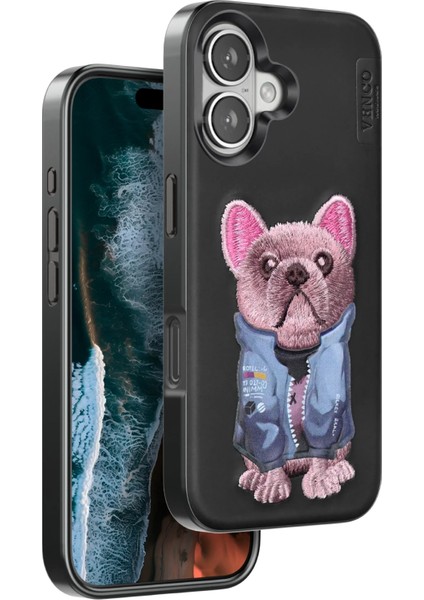 Techmrt Venco Iphone 16 Cute Desenli Kapak - Siyah
