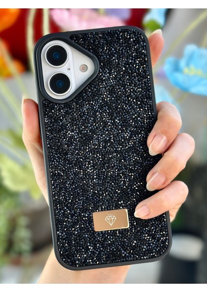 Iphone 16 Uyumlu Elmas Tasarımlı Taşlı Işıltılı Parlak Pırlanta Silikon Kılıf