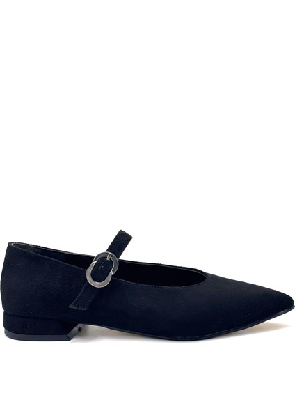 Marina Tokalı Günlük Kadın Babet Süet Siyah modelleri