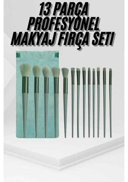 13 Parça Taşınabilir Kılıflı Profesyonel Makyaj Fırça Seti Pudra Allık Fondöten Fırçası