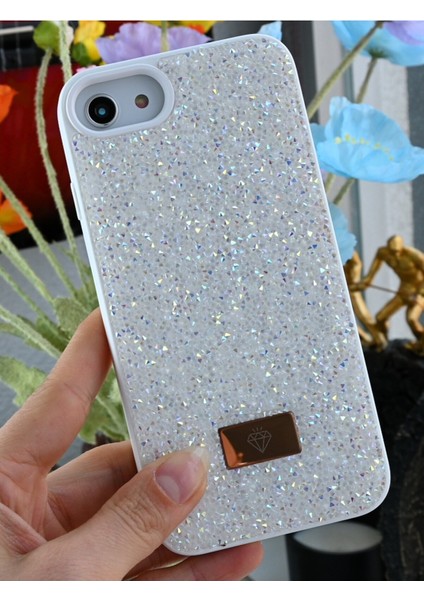 Iphone 6 - 7 - 8 - Se 2020 - Se 2022 Uyumlu Elmas Tasarımlı Taşlı Işıltılı Parlak Pırlanta Kılıf