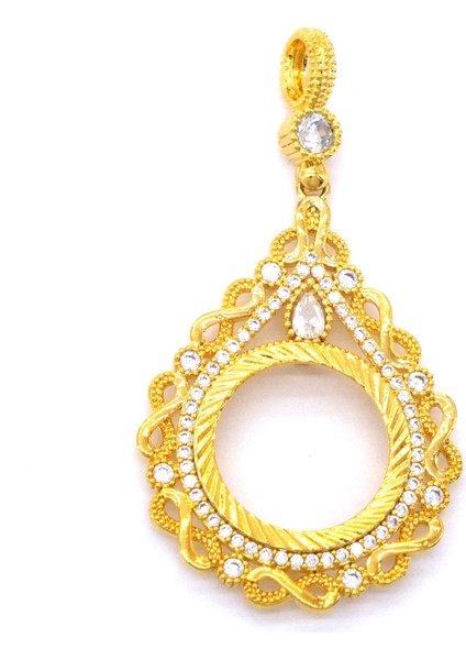 Altın Kaplama Taşlı Sonsuzluk Çeyrek Çerçeve Kolye Ucu TGR-358