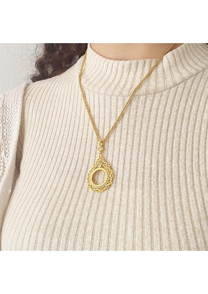 Altın Kaplama Taşlı Sonsuzluk Çeyrek Çerçeve Kolye Ucu TGR-358 modelleri