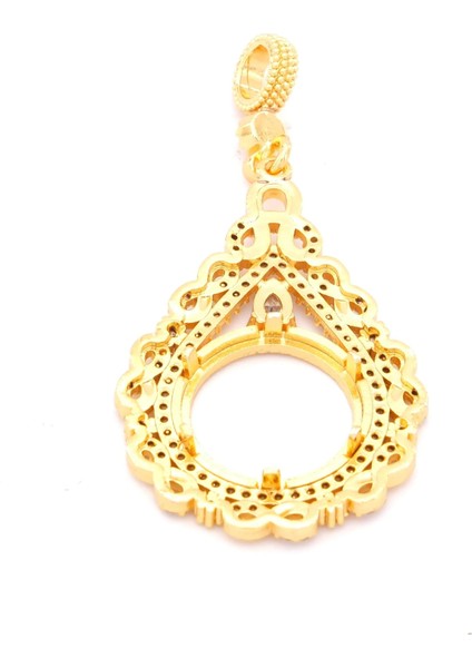 Altın Kaplama Taşlı Sonsuzluk Çeyrek Çerçeve Kolye Ucu TGR-358 fırsatları