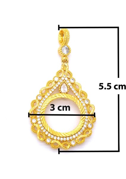 Altın Kaplama Taşlı Sonsuzluk Çeyrek Çerçeve Kolye Ucu TGR-358 indirimleri