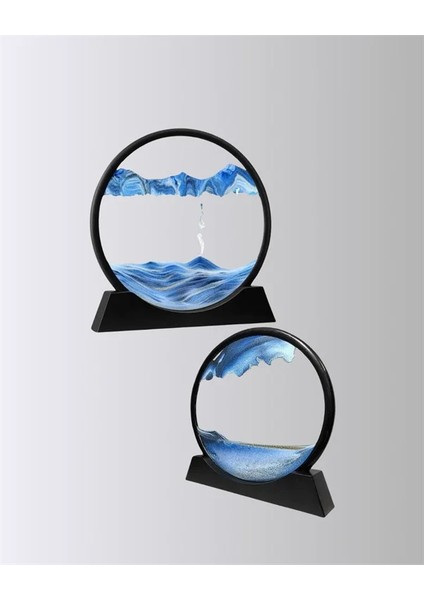 Rahatlatıcı Kum Sanatı – Yuvarlak Cam Çerçeveli Hareketli Kum Resmi, Ofis ve Ev Için Etkileşimli Masaüstü Süs fırsatları