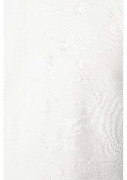 Erkek Ekru Yüksek Bisiklet Yaka Kamuflaj Desenli Rayon Kazak A32Y5046