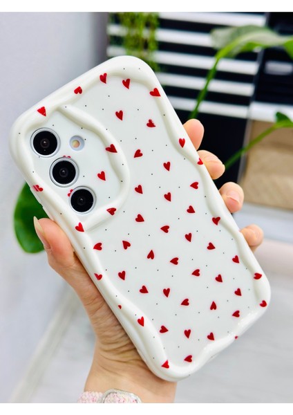 Samsung Galaxy A54 Uyumlu Kırmızı Kalpler Tasarımlı Silikon Kılıf modelleri