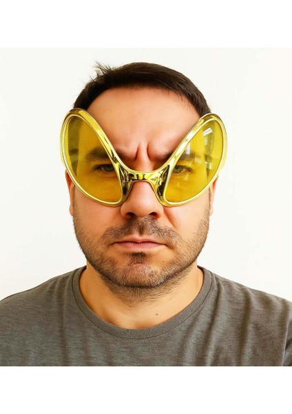Retro Gözlük - 80 Li 90 Lı Yıllar Parti Gözlüğü Gold Renk 8X13 cm fiyatları