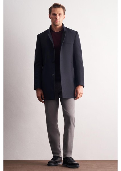 Koyu Lacivert Hakim Yaka Classic Slim Fit Esnek Kaban 1008255162 fiyatları