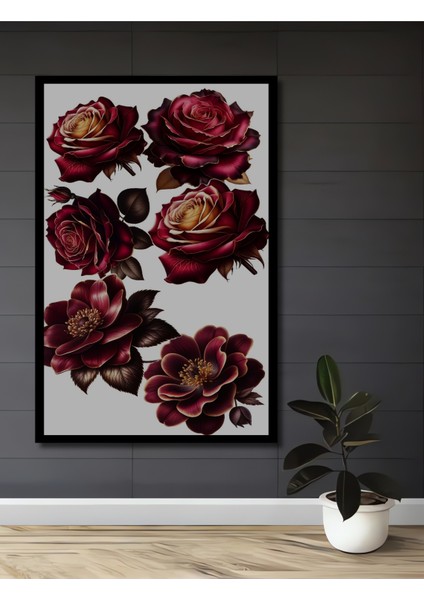 Kırmızı Gül Bahçesi Ahşap Dekoratif Tablo Yağlı Boya Görünümlü Sanat Eseri Dikdörtgen Tablo fiyatları