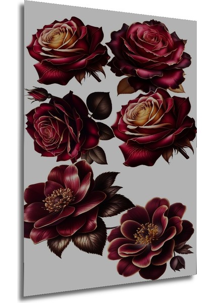 Kırmızı Gül Bahçesi Ahşap Dekoratif Tablo Yağlı Boya Görünümlü Sanat Eseri Dikdörtgen Tablo fırsatları