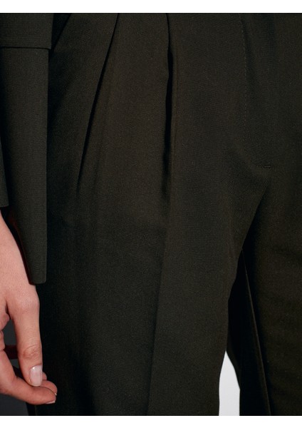 72171 Kemerli Pileli Kumaş Pantolon-Haki fırsatları