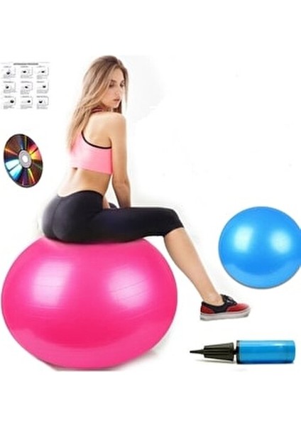 Pilates Topu 65 cm Mini Plates Top 20 cm Denge Yoga Spor Egzersiz Top Jimnastik Fitness Topu Pompa