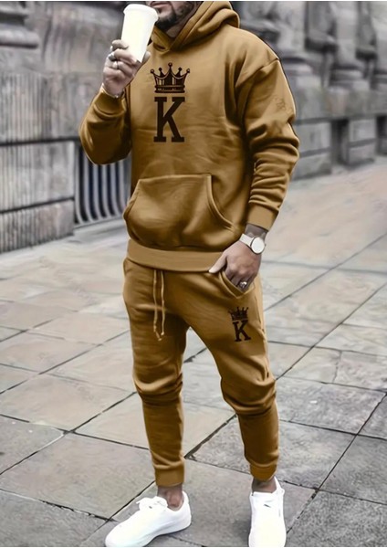 Punıx Büyük Beden Özel Tasarım Kral Taç Baskılı Yüksek Kalite Kışlık Kalın Erkek Battal Eşofmantakımı