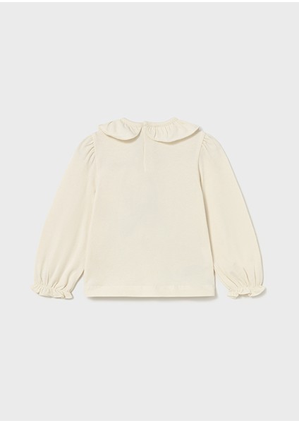 Krem Kız Bebek Fırfır Yakalı Uzun Kollu T-Shirt 2076 fiyatları