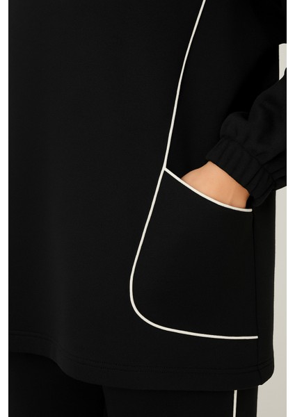 Tesettür Beyaz Biyeli Kapüşonlu Takım fiyatları