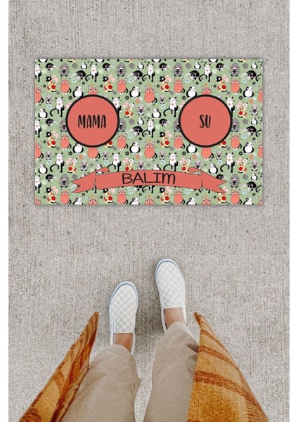 Kedinize Özel Isimli Mama Altlığı Mama Servis