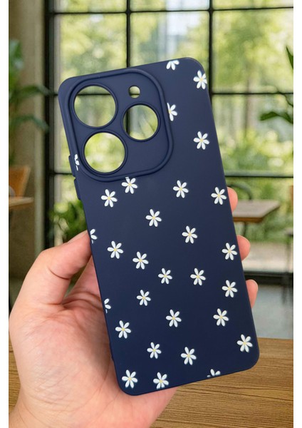 Tecno Spark 10 Pro Uyumlu Mini Papatya Desenli Silikon Darbe Emici Klasik Korumalı Rubber Kılıf