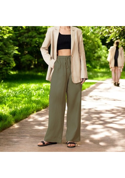 Beli Bağcıklı Yazlık Keten Pantolon modelleri