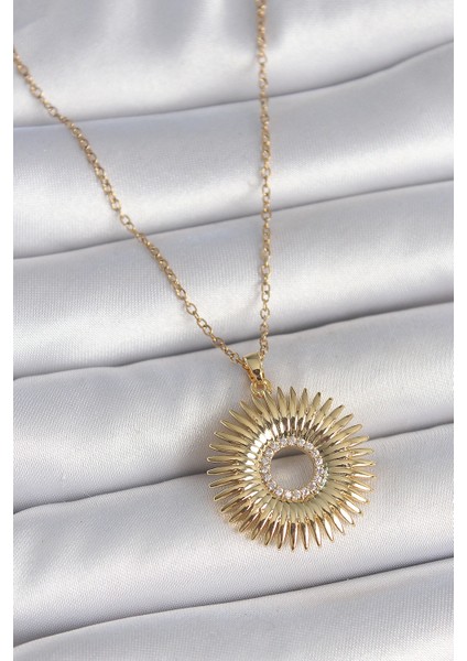 316L Çelik Gold Renk Zincir Zirkon Taşlı Nova Yıldız Model Kadın Kolye - TJ-BKO10047