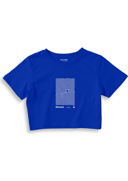 Circuit De Monaco Artwork Crop Tişört - Mavi