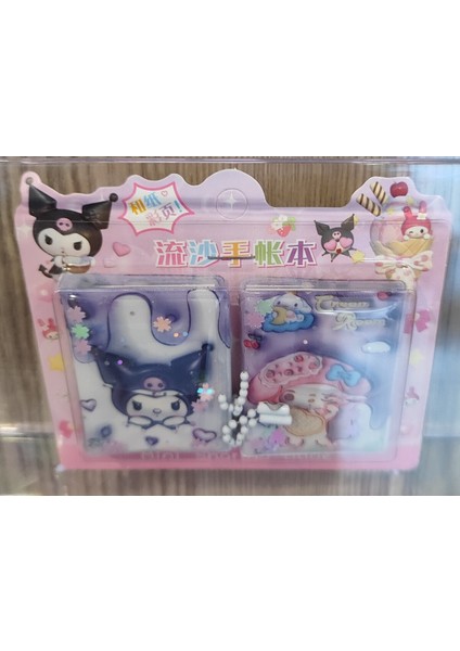Kuromi ve Sanrio Figürlü Sulu Kapak Mini Not Defteri 2 Li Set (5cm*4cm)