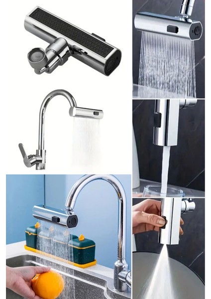 3 Farklı Modlu Çok Amaçlı Musluk Adaptörü Evrensel Musluk Başlığı Şelale Musluk ( Lisinya )