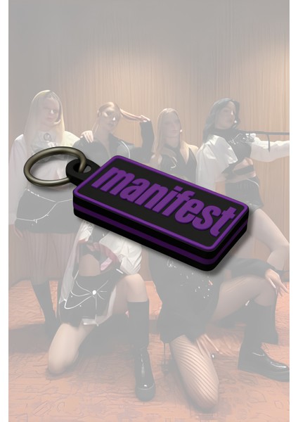 Mor Manifest Yazılı Dikdörtgen Anahtarlık – Özel Tasarım Kalın – Manifest Grubuna Özel