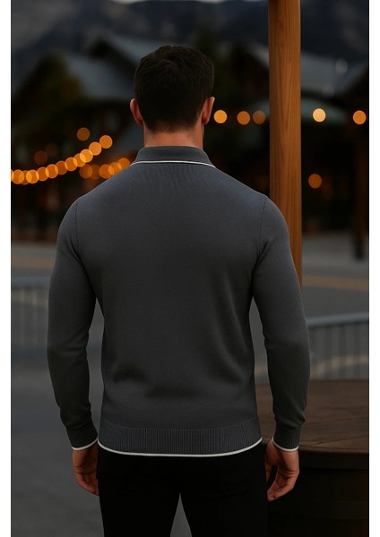 Erkek Günlük Uzun Kollu Füme Polo Yaka Kazak indirimleri