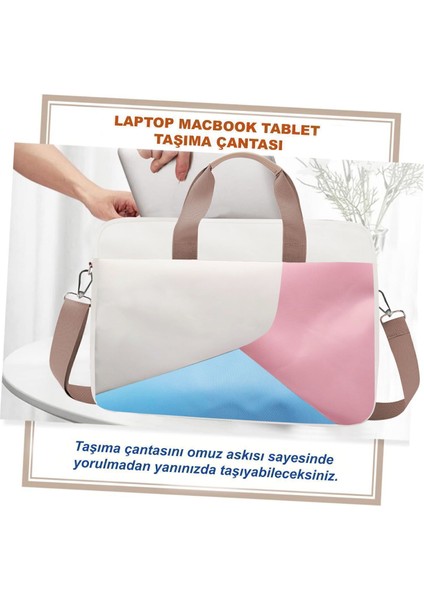 Apple iPad Pro 11 2025 Için Tablet Çantası 2 Bölmeli AL4227 Krem Pembe Mavi