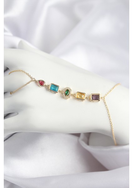 Pirinç Renkli Zirkon Taşlı Model Gold Renk Şahmeran - Lisinya