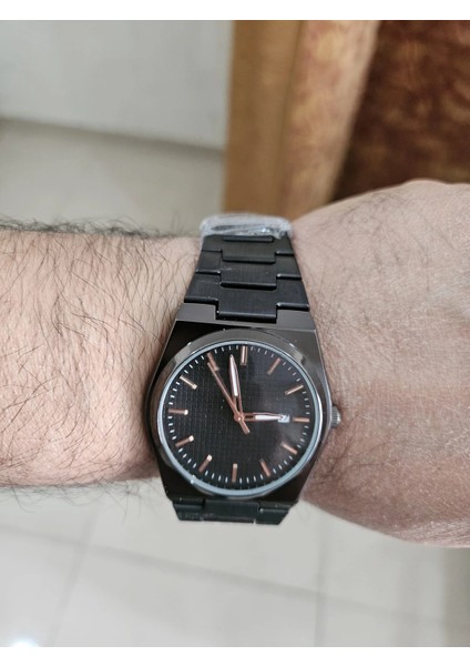Siyah Çelik Kordon Erkek Kol Saati Takvimli Siyah Kadran Özel Kutusunda modelleri